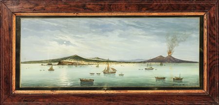 IL GOLFO DI NAPOLI - GULF OF NAPLES gouache su carta - gouache on paper, in...