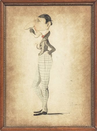 TELEMACO SIGNORINI (1835-1901) Caricatura - Caricature acquerello su carta -...