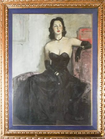 GINO BOCCASILE (1901-1952) Ritratto femminile in abito da sera - Female...