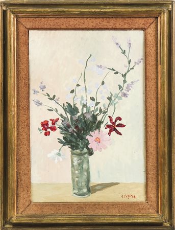 GUIDO PEYRON (1898-1960) Vaso con fiori - Flowers in a Vase olio su tela...