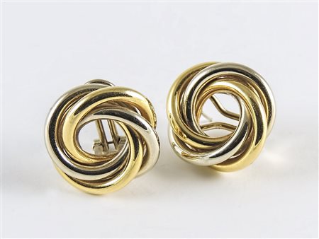 PAIO DI ORECCHINI IN ORO GIALLO E ORO BIANCO - YELLOW AND WHITE GOLD EARRINGS...