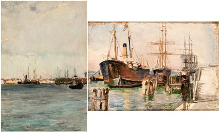SCIPIONE VANNUTELLI (Genazzano 1834-Roma 1894) <br>Lotto di due piccole marine 