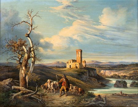 CONSALVO CARELLI (Napoli 1818-1900) <br>Paesaggio di Arce