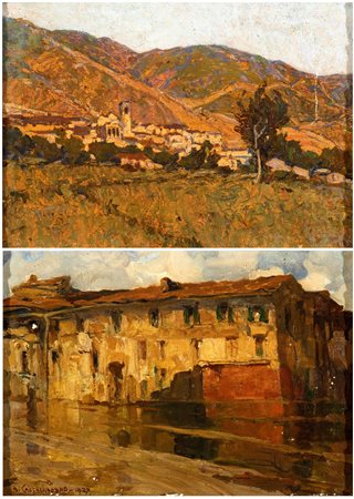 ANTONINO CALCAGNADORO (Rieti 1876-Roma 1935) <br>Lotto di due paesaggi