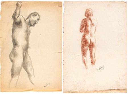 ALBERTO ZIVERI (Roma 1908-1990) <br>Lotto di due disegni di nudo 
