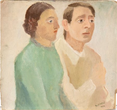 ALBERTO ZIVERI (Roma 1908-1990) <br>Ritratto di coppia 