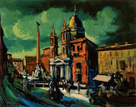 ACHILLE SDRUSCIA (Roma 1910-1994) <br>Veduta di Piazza Navona