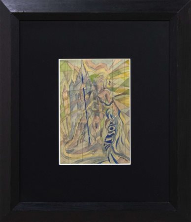 Uberto Bonetti, Aosta, anni Trenta, tecnica mista su carta, 34x25,5 cm,...