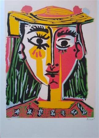 PABLO PICASSO (1881-1973) Litografia a Colori su Carta Arches CM 70X50,...