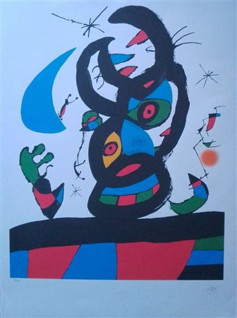 JOAN MIRO' (1893-1983) Litografia a 28 Colori su Carta Arches CM 76X56 Titolo...
