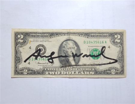 ANDY WARHOL (1928-1987) Intervento su Banconota da 2 Dollari Immagine del...