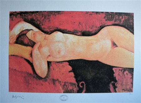 AMEDEO MODIGLIANI (1884-1920) Litografia a Colori CM 70X50, Titolo -Nudo di...