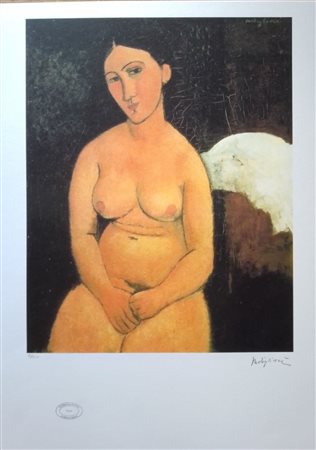 AMEDEO MODIGLIANI (1884-1920) Litografia a Colori CM 70X50, Titolo -Nudo...