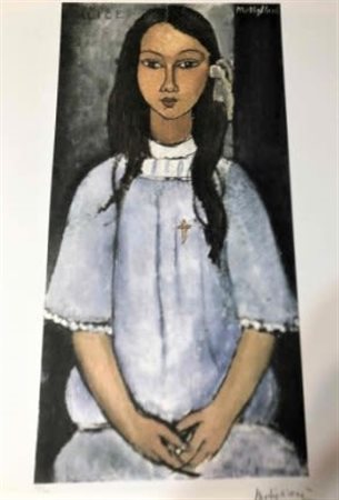 AMEDEO MODIGLIANI (1884-1920) Litografia a Colori CM 70X50, Titolo -Alice la...