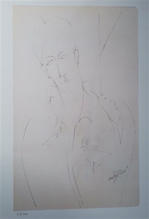 AMEDEO MODIGLIANI (1884-1920) Litografia CM 52X37, Titolo -Lunia- Copia N....