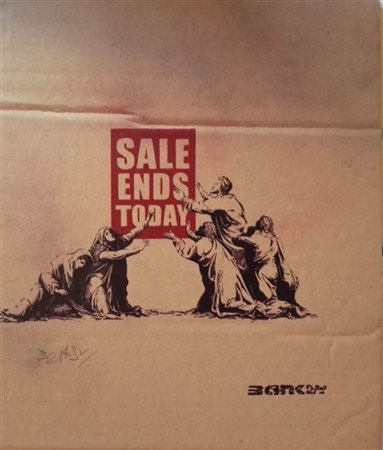 1)BANSKY (1974) Stencil e Spry su Cartone CM 30X24,6 Tiratura Limitata a 50...