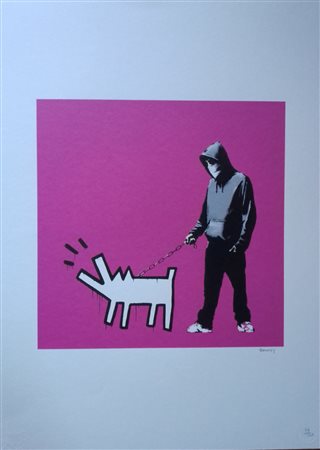 BANSKY (1974) Litografia Originale del Murales 2010, Stampa a Offset (Unn...