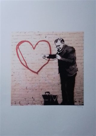 BANSKY (1974) Litografia Originale del Murales 2010 Su un Muro di San...