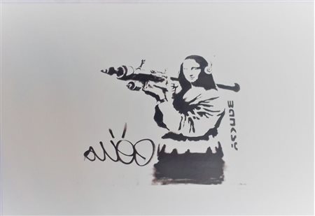 BANSKY (1974) Litografia Originale del Murales 2010, Stampa a Offset (Un...