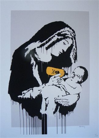 BANSKY (1974) Litografia Originale del Murales 2003, Stampa a Offset (Un...