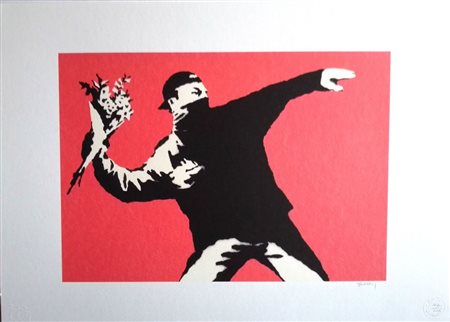 BANSKY (1974) Litografia Originale del Murales 2014, Stampa a Offset (Un...