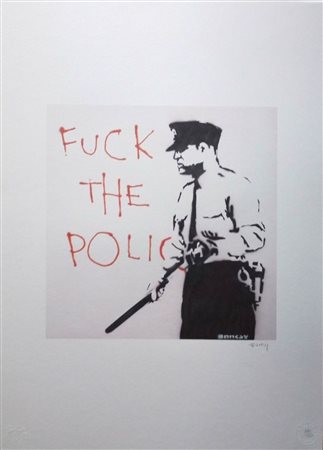 BANSKY (1974) Litografia Originale del Murales 2000 Stampa a Offset (Un...