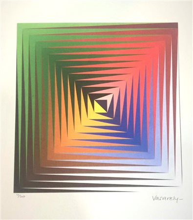 VICTOR VASARELY (1906-1997) 5 Litografie a Colori CM 50X35, Firma al Fronte...