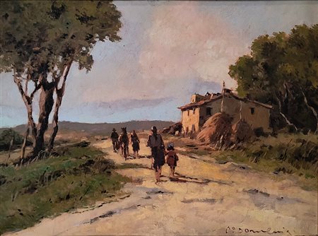 Carlo Domenici, 'Paesaggio di campagna con figure'