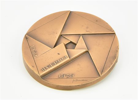 Gio' Pomodoro (1930 - 2002) COGEFAR 1959-1979 bronzo, diam. cm 8x0,5 firma...