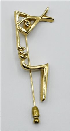 Jean Cocteau (1889 - 1963) SPILLA "PROFIL DE PECHEUR", 1997 metallo dorato,...