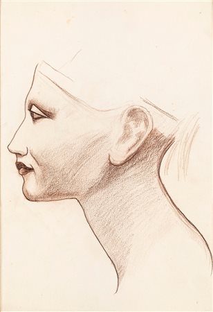 Luigi  Russolo (Portogruaro 1885-Cerro Laveno 1947)  - Disegno di libera ispirazione dal busto di Nefertiti, 1933/34
