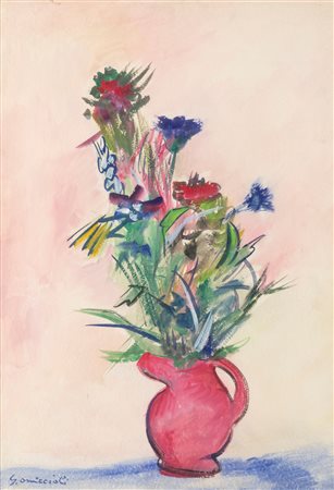 Giovanni Omiccioli (Roma 1901-1975)  - Vaso di fiori