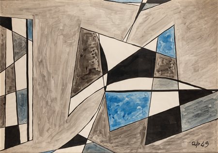 Achille Perilli (Roma 1927-Orvieto 2021)  - Senza titolo (geometrie), 1949