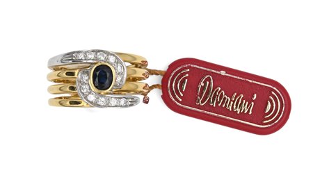 Damiani, anello in oro brillanti e zaffiro Oro giallo 750/000. Peso...