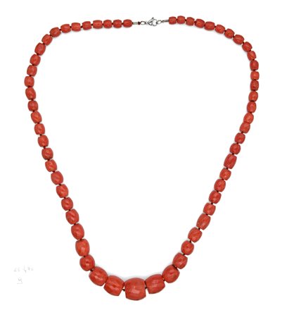 Collana di corallo con chiusura in metallo Corallo rosso mediterraneo in...