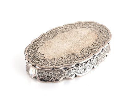Scatola portatabacco in argento, Birmingham, Regina Vittoria XIX secolo di...