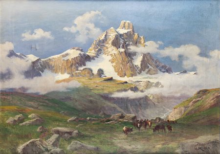 LEONARDO RODA<BR>Racconigi (CN) 1868 - 1933<BR>"Monte Cervino visto dal Breuil"