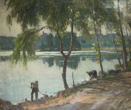 LIDIO AJMONE<BR>Coggiola (VC) 1884 - 1945 Andezeno (TO)<BR>"Lago di Arignano (Torino)"