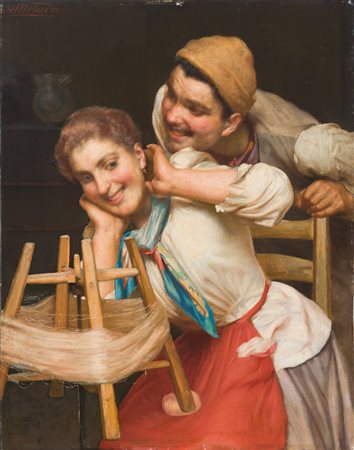 ARTURO MORADEI<BR>Firenze 1840 – Ravenna 1901<BR>"Corteggiamento"