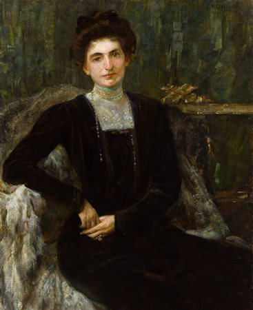 ALESSANDRO MILESI<BR>Venezia 1856 - 1945<BR>"Ritratto della Signora Emilia Vitali di Copeletto" 1910