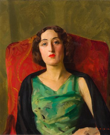 ORESTE PIZIO<BR>Torino 1879 - 1938<BR>"La Signora Sobrile" (moglie dell'artista Giuseppe Sobrile)
