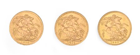 Lotto di tre Sterline 1915 (2) e 1925 Pretoria Giorgio V Gran Bretagna