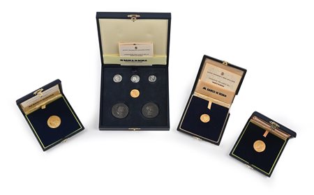 Lotto di riproduzioni di monete antiche in oro e argento e bronzo per conto...