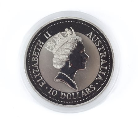 10 Dollari Kookaburra 1992 Elisabetta II Australia Entro astuccio originale...