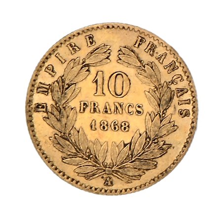 10 franchi 1868 Parigi Napoleone III Regno di Francia