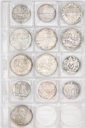 Lotto composto da 1 lira 1908, 1913; 2 lire 1905, 1910, 1912, 1914, 1916,...