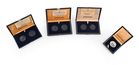 6 riproduzioni di monete romane in bronzo e 1 in argento Banca di Roma Entro...