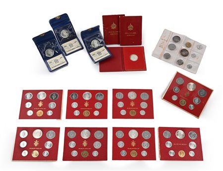 Lotto di monete: 8 serie di Paolo VI, 3 monete da 500 Lire Sede Vacante 1978...