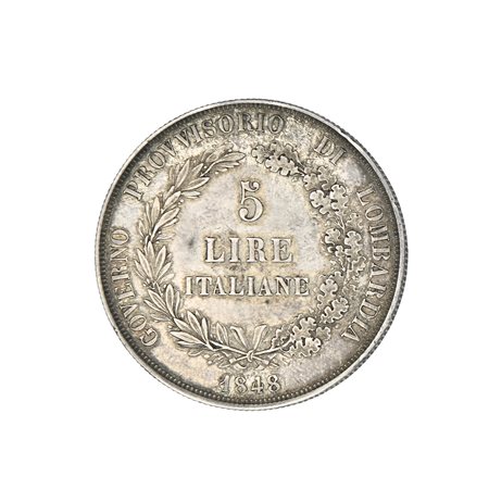 5 lire 1848 Milano Governo Provvisorio di Lombardia