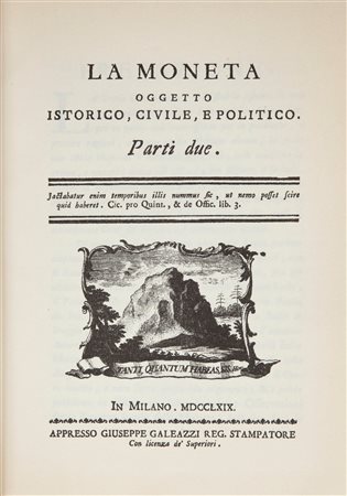 La Moneta. Oggetto istorico, civile, e politico. Parte prima e parte seconda....